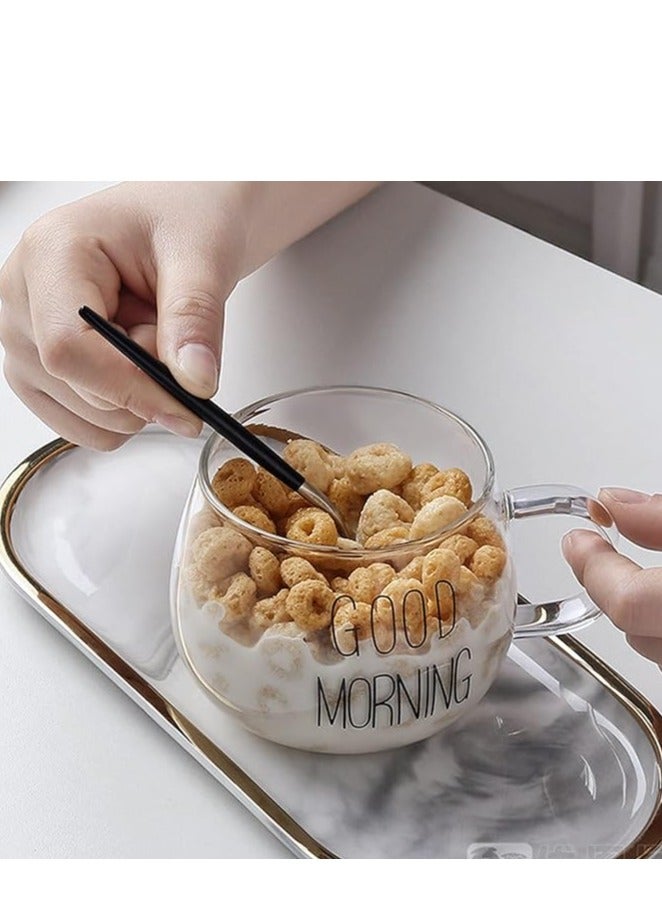 Spaceshoop Clear Glass Coffee Mugs for  Tea (Good Morning) - Image 3