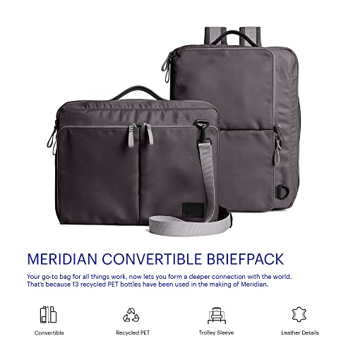 DailyObjects PET Charcoal Meridian Convertible Briefpack (Backpack + Briefcase) (16L)| 100% Recycled | Fits Laptop Upto 16 Inch | Lightweight Shoulder Backpack | Multiutility Bag with Trolley Sleeve - Image 2