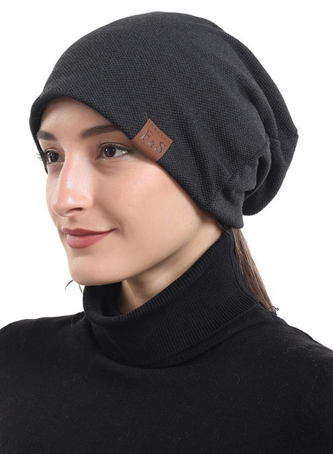 Joychic Slouchy Beanie Hat Baggy Skull Sleep Cap Thin Hip-hop Soft Stretch Knit Sleeping Hat Headwear Head Wrap Cap for Women Black  - Image 2