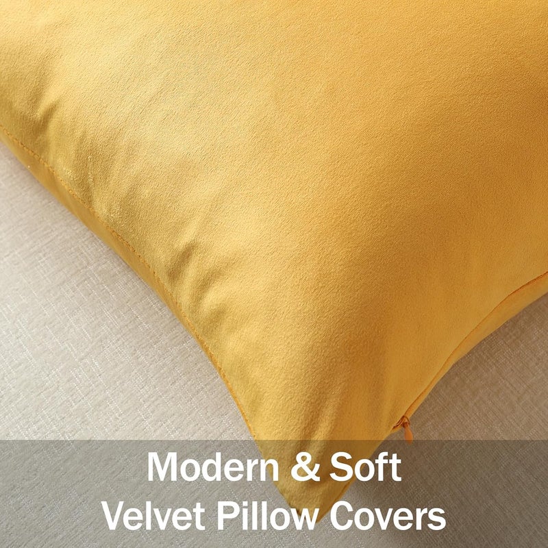 DEZENE أغطية وسائد قطنية ديزين 12x20 أصفر خردلي: عبوة من 2 قطعة من أغطية الوسائد المستطيلة المخملية الناعمة والدافئة الفاخرة الحديثة للأريكة والأريكة وغرفة المعيشة والسرير وديكور المنزل. - Image 2