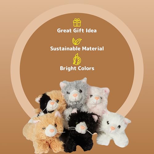 PREXTEX Realistic Looking Small Cat Stuffed Animal - 6 inch Stuffed Kittens with Lifelike Details - Plush Cat Set for Kids, Pet Toys, Home Decor, or Cat Lady Costume - Soft and Huggable - 6 Pack - Image 5
