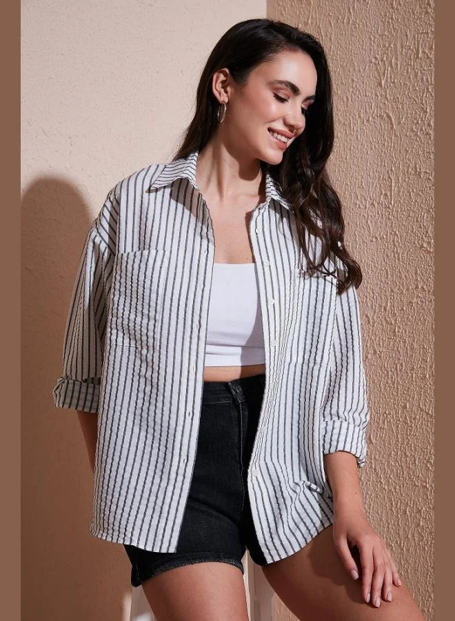 Lela Lela Regular Fit Long Sleeve Striped Shirt Women's SHIRT 6772875