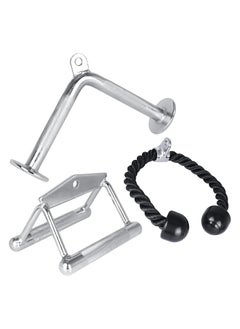 Triceps LAT Pull Down Attachment, Cable Machine Attachment for Home Gym, Weight Lifting Fitness-Including Nylon Braided Tricep Rope,V-Shaped Bar and V Bar with Rotation