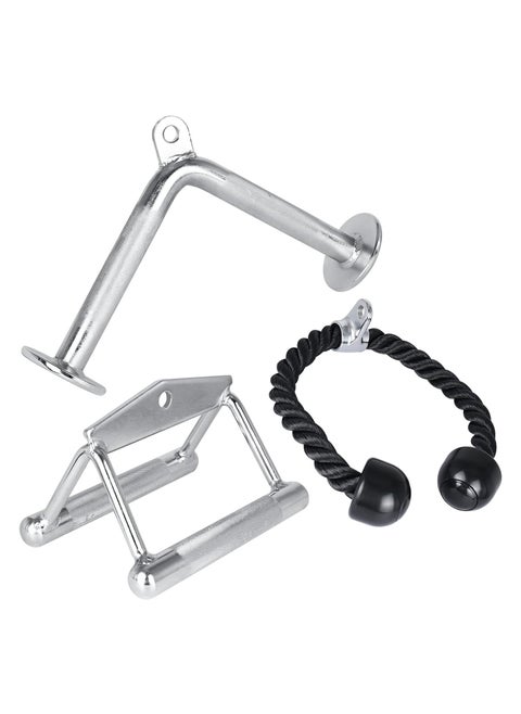 Triceps LAT Pull Down Attachment, Cable Machine Attachment for Home Gym, Weight Lifting Fitness-Including Nylon Braided Tricep Rope,V-Shaped Bar and V Bar with Rotation