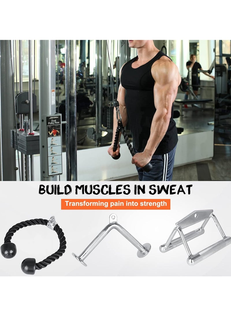 Generic Triceps LAT Pull Down Attachment, Cable Machine Attachment for Home Gym, Weight Lifting Fitness-Including Nylon Braided Tricep Rope,V-Shaped Bar and V Bar with Rotation  - Image 2