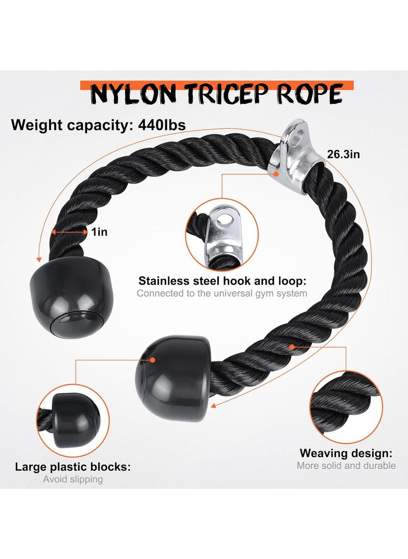 Generic - Triceps LAT Pull Down Attachment, Cable Machine Attachment for Home Gym, Weight Lifting Fitness-Including Nylon Braided Tricep Rope,V-Shaped Bar and V Bar with Rotation - Image 1