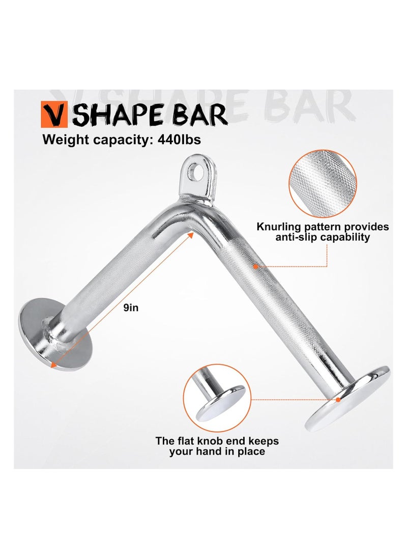 Generic - Triceps LAT Pull Down Attachment, Cable Machine Attachment for Home Gym, Weight Lifting Fitness-Including Nylon Braided Tricep Rope,V-Shaped Bar and V Bar with Rotation - Image 1