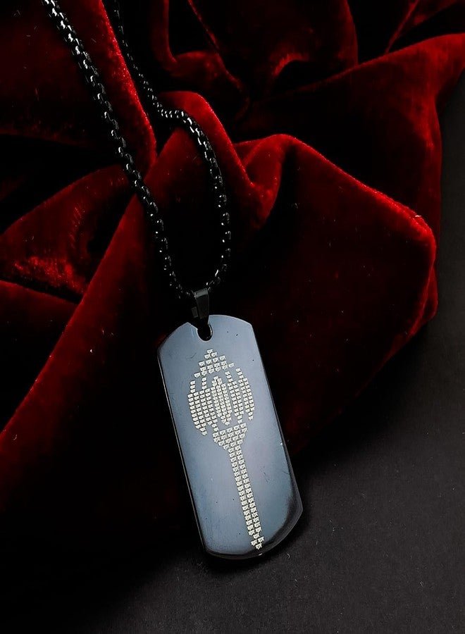 Gift Nest Hanuman Chalisa and Gada Micro-carved Tag Stainless Steel Necklace for Men | Locket and Pendant Necklace for Men and Guys | Hanuman Necklace with Chain in Black - Image 5
