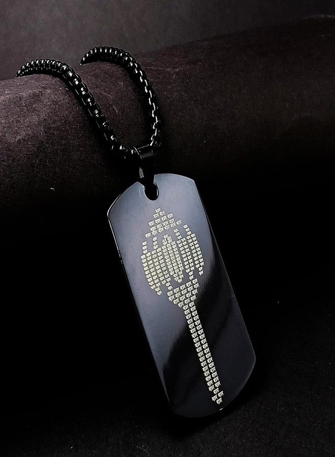 Gift Nest Hanuman Chalisa and Gada Micro-carved Tag Stainless Steel Necklace for Men | Locket and Pendant Necklace for Men and Guys | Hanuman Necklace with Chain in Black - Image 3