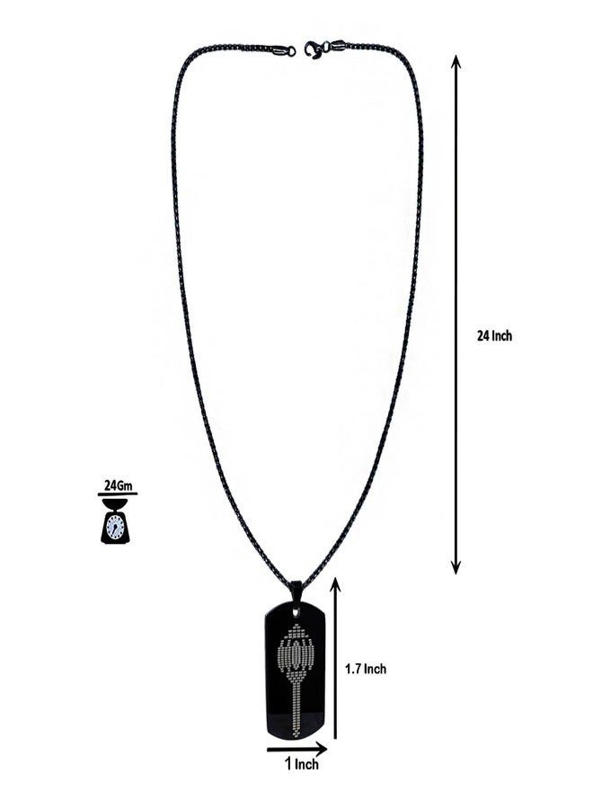 Gift Nest Hanuman Chalisa and Gada Micro-carved Tag Stainless Steel Necklace for Men | Locket and Pendant Necklace for Men and Guys | Hanuman Necklace with Chain in Black - Image 4