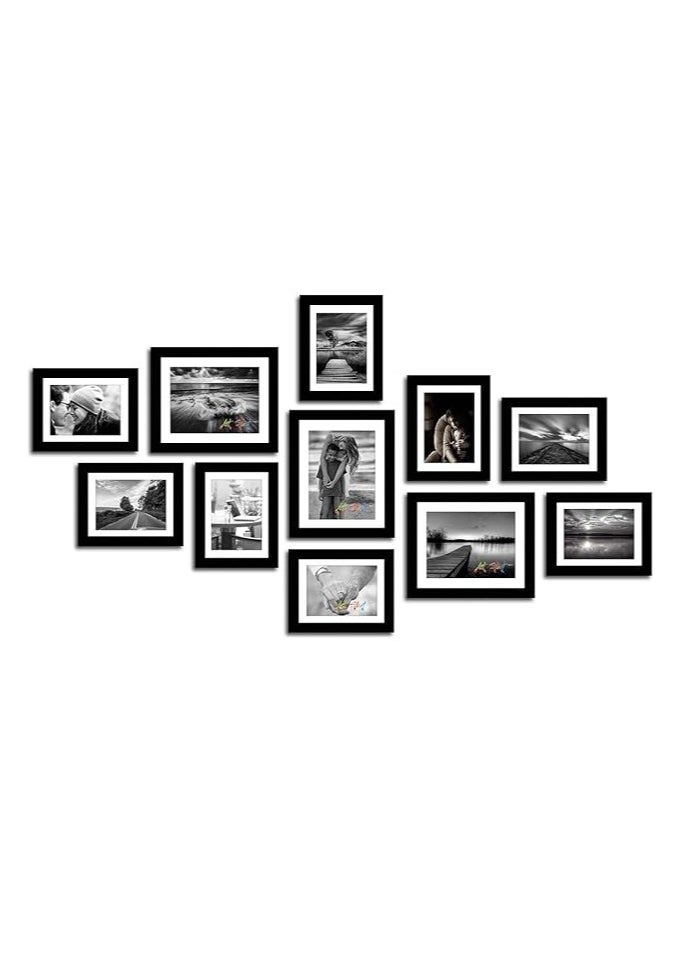 Accessorize Kingdom - Art Street Boulevard Picture Frame Set of 11 Wall Hanging Frames Black (Picture Size 8x10 Inches- 3 pcs & 6x8-8 pcs) - Image 1