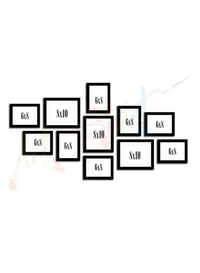 Accessorize Kingdom - Art Street Boulevard Picture Frame Set of 11 Wall Hanging Frames Black (Picture Size 8x10 Inches- 3 pcs & 6x8-8 pcs) - Image 1