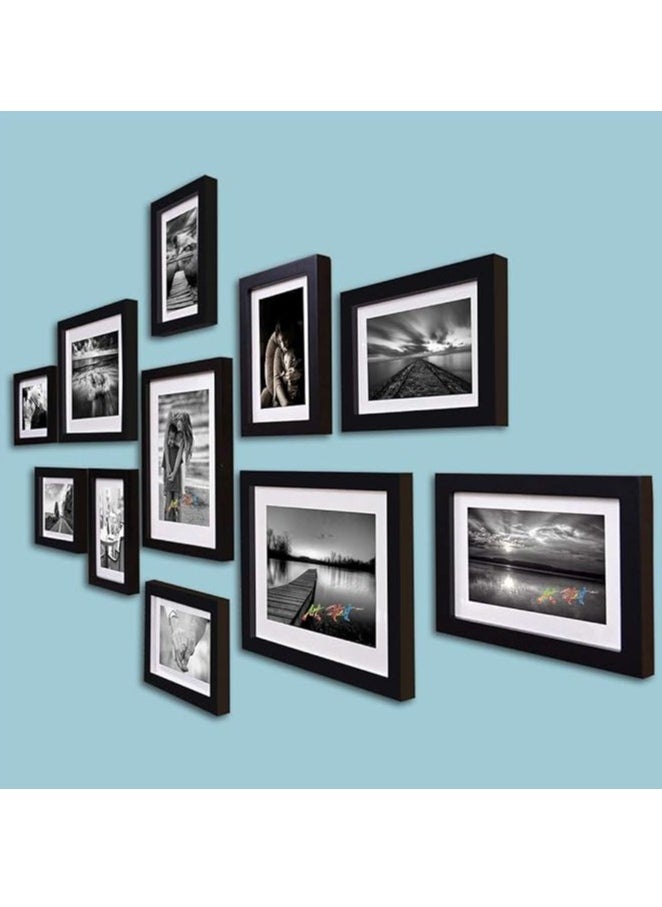 Accessorize Kingdom - Art Street Boulevard Picture Frame Set of 11 Wall Hanging Frames Black (Picture Size 8x10 Inches- 3 pcs & 6x8-8 pcs) - Image 1