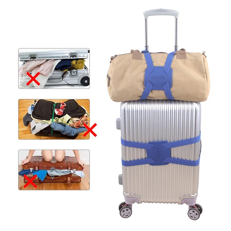 RUMILLA Luggage Straps for suitcasesï¼ŒLuggage Straps Bag Bungeeï¼Œ LAdd a Bag Easy to Travel Suitcase Elastic Strap Belt (Blue Luggage strap-1PCS) - Image 2
