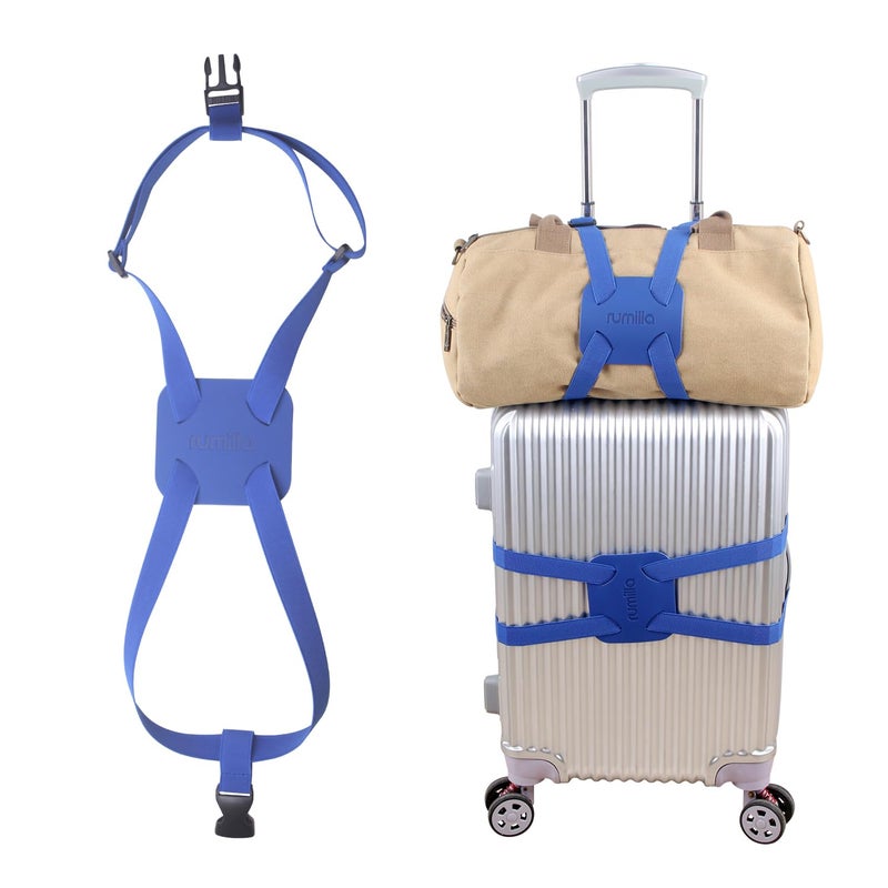 RUMILLA Luggage Straps for suitcasesï¼ŒLuggage Straps Bag Bungeeï¼Œ LAdd a Bag Easy to Travel Suitcase Elastic Strap Belt (Blue Luggage strap-1PCS) - Image 1