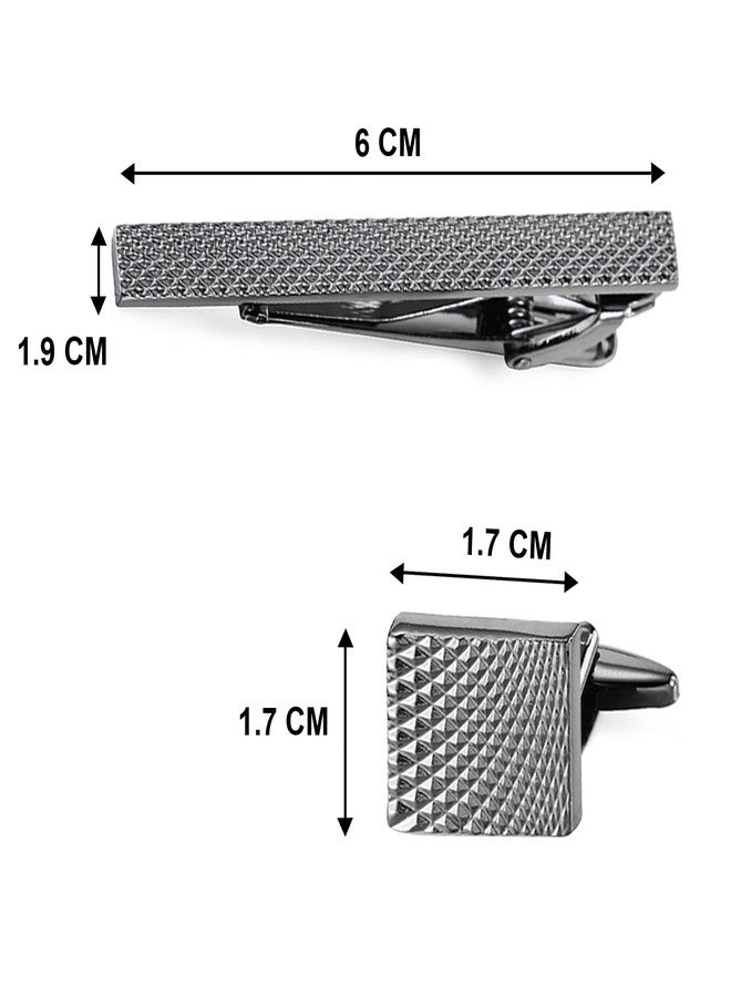 Peora Silver Plated Combo of Tie Pin and Cufflinks Set Stylish Accessories for Men & Boys Wedding Business Gift (PX9TCL06) - Image 4