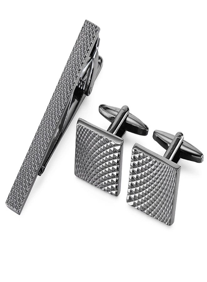 Peora Silver Plated Combo of Tie Pin and Cufflinks Set Stylish Accessories for Men & Boys Wedding Business Gift (PX9TCL06) - Image 1