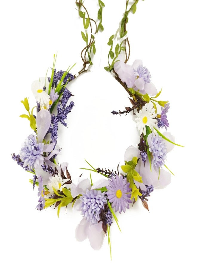 TooGet Flower Crown Headbands for Women Bohemian Floral Crown Hair Accessories Artificial Floral Headpiece Wreath for Weddings, Travel, Themed Parties, Vacations and Birthdays - Purple - Image 1