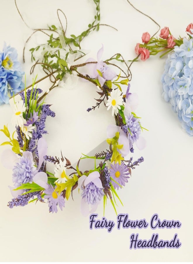TooGet Flower Crown Headbands for Women Bohemian Floral Crown Hair Accessories Artificial Floral Headpiece Wreath for Weddings, Travel, Themed Parties, Vacations and Birthdays - Purple - Image 3