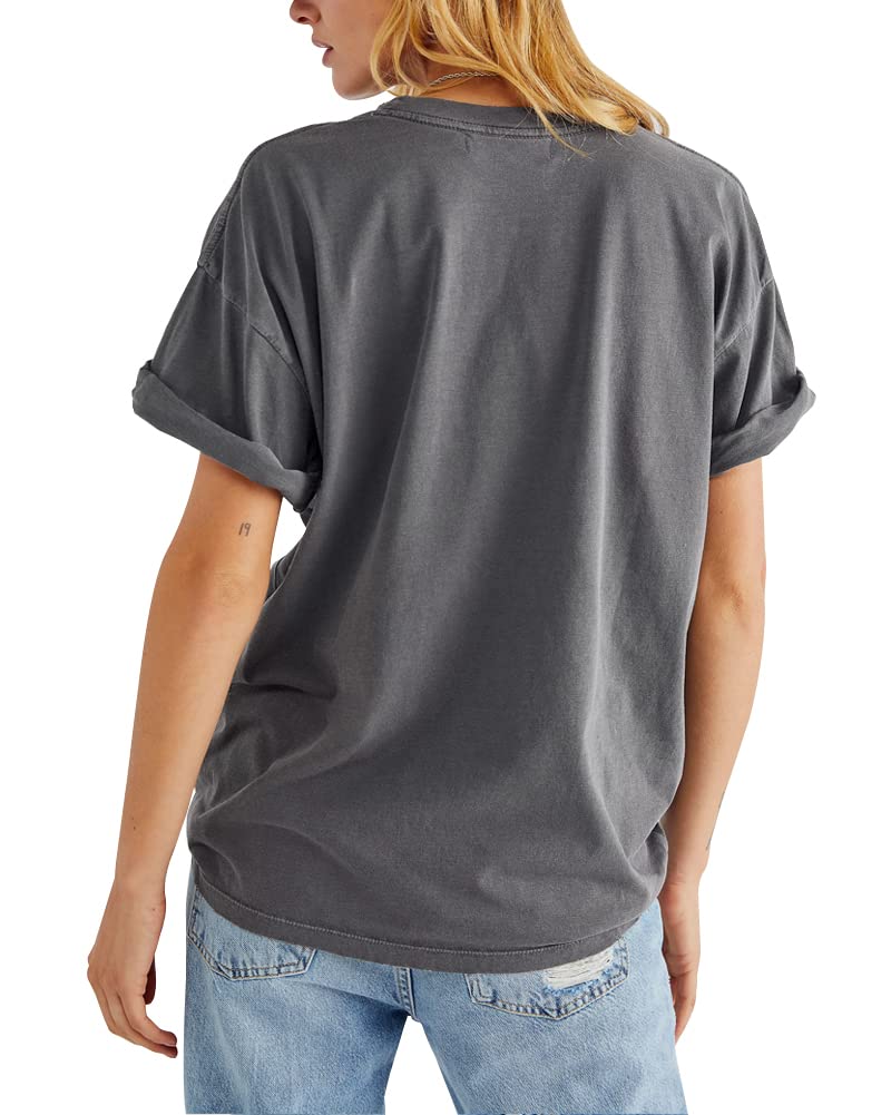 Fazortev Womens Rose Graphic Tee T Shirt Loose Fit Summer Short Sleeve Casual Boyfriend Crew Neck Tops - Image 2