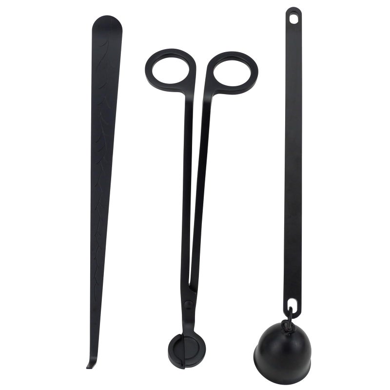 Viscacha 3 in 1 Candle Accessory Set with Candle Wick Trimmer  Wick Dipper  Candle Snuffer Extinguisher Wick Cutter  Wick Scissor Candle Gift Set for Candle LoversBlack
