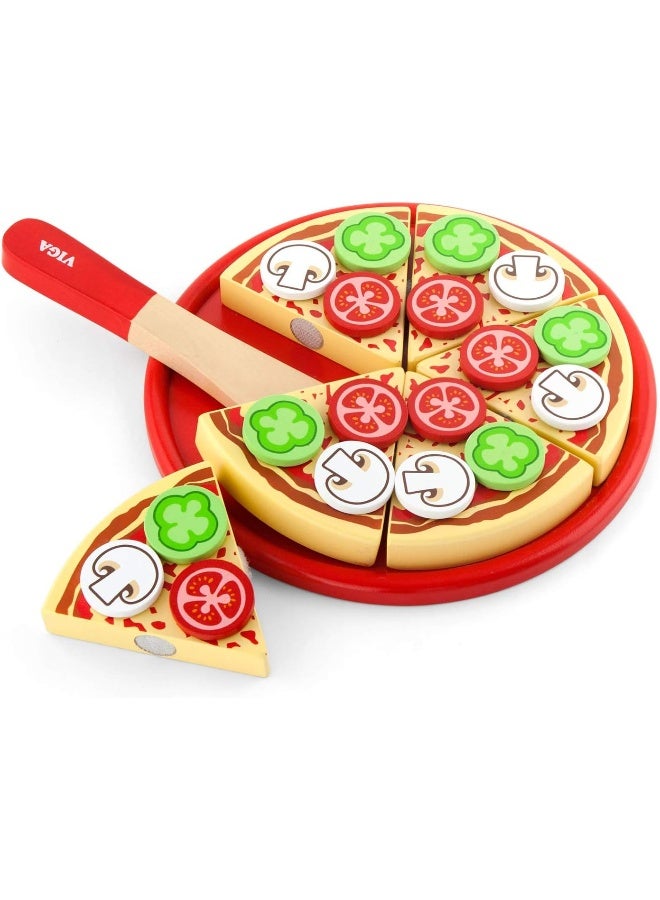 Viga Wooden Cutting Vegetarian Pizza Playset - Image 2
