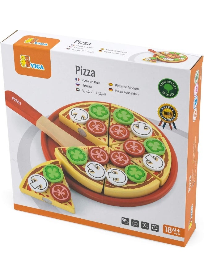 Viga Wooden Cutting Vegetarian Pizza Playset - Image 1