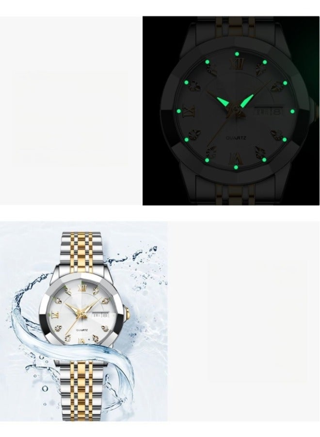 REOCLE Women's Diamonds Quartz Watch Iced-Out Watch with Round Diamond Dial & Luxury Stainless Steel & Date & Waterproof - Image 3