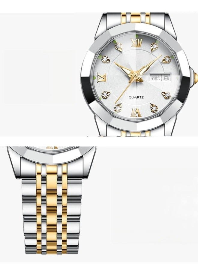 REOCLE Women's Diamonds Quartz Watch Iced-Out Watch with Round Diamond Dial & Luxury Stainless Steel & Date & Waterproof - Image 2