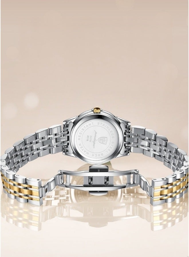 REOCLE Women's Diamonds Quartz Watch Iced-Out Watch with Round Diamond Dial & Luxury Stainless Steel & Date & Waterproof - Image 5