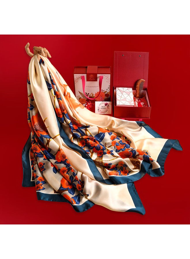 Hang Silk House Hangsifu Silk Scarf Gift Box Set, Group Purchase Gift, Shawl, Outer Wear, Gift For Elders And Mothers, Birthday Gift For Women, Practical And Elegant Comb - Image 2