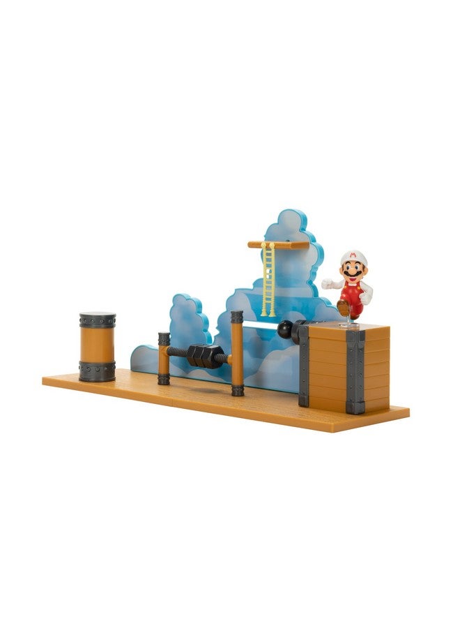 Super Mario Deluxe 2.5in Bowser's Air Ship Playset with Fire Mario Action Figure, Rope Ladder and Screw-Bolt Obstacles - Image 2