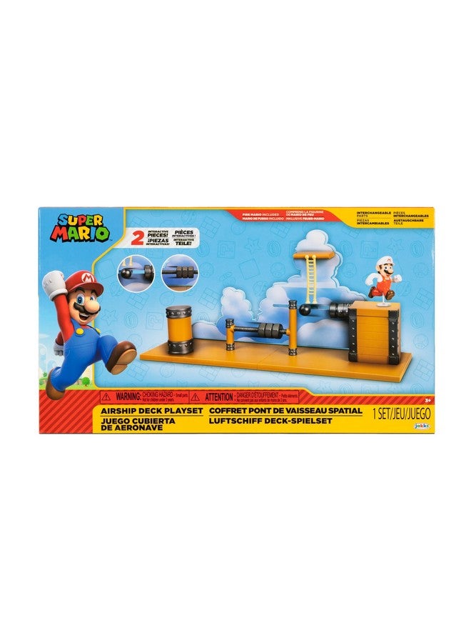 Super Mario Deluxe 2.5in Bowser's Air Ship Playset with Fire Mario Action Figure, Rope Ladder and Screw-Bolt Obstacles - Image 3