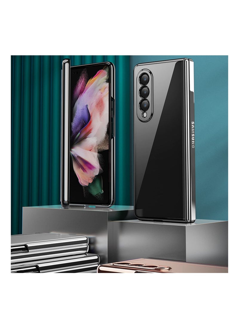 Generic Phone Case for Samsung Galaxy Z Fold 3 5G, Plating PC Transparent Shock Absorbing Folding Screen Ultra Slim Hard High-End Protective Cover - Silver  - Image 5