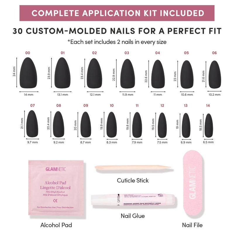 Glamnetic Press On Nails - Red Bottom | Red Accent Dual Side Medium Almond Fake Nails with a Black Matte Finish, Salon Quality Halloween Nails | 15 Sizes - 30 Nail Kit with Glue - Image 4