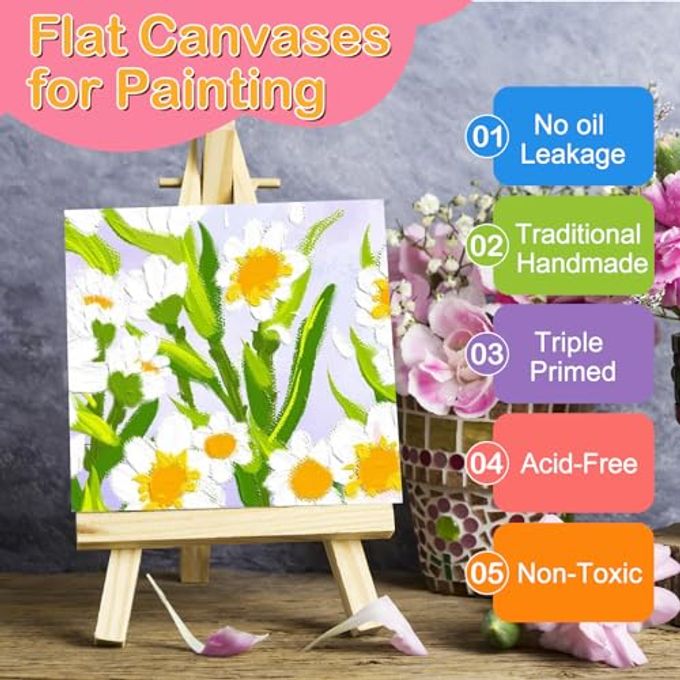 ESRICH 3x3IN Small Canvases for Painting, 42 Pack Mini Canvas Boards Cotton Painting Canvas Primed Acid Free Mini Blank Canvas Panels for Oil Paint,Watercolor,Acrylic Paint,Gouache&Tempera. - Image 3