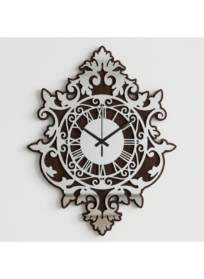 A luxurious decorative wall clock with a silver and wood finish, large in size, suitable for home, living room, and office. Easy to install, a modern wall piece to add a touch of elegance to any space. - Image 2