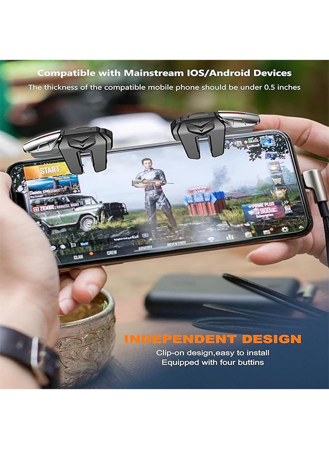 An Mobile Game Controller Trigger, Include 2Pcs Finger Sleeves, G21 Six-Finger Linkage Aim, Ultra-Sensitive Grip Gamepad, Sensitive Shoot Target & Metal Buttons for PUBG on iOS / Android  - Image 5