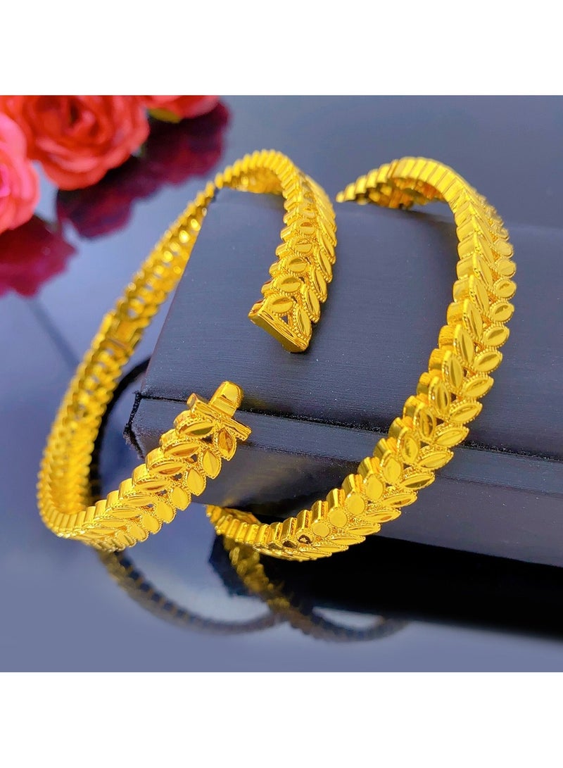 JOOLI 6 Pieces Bangles Gold Color Wedding Gift Rich Wealthy Women Accessories Jewelry Set Bracelets Ladies Jewellery - Image 3