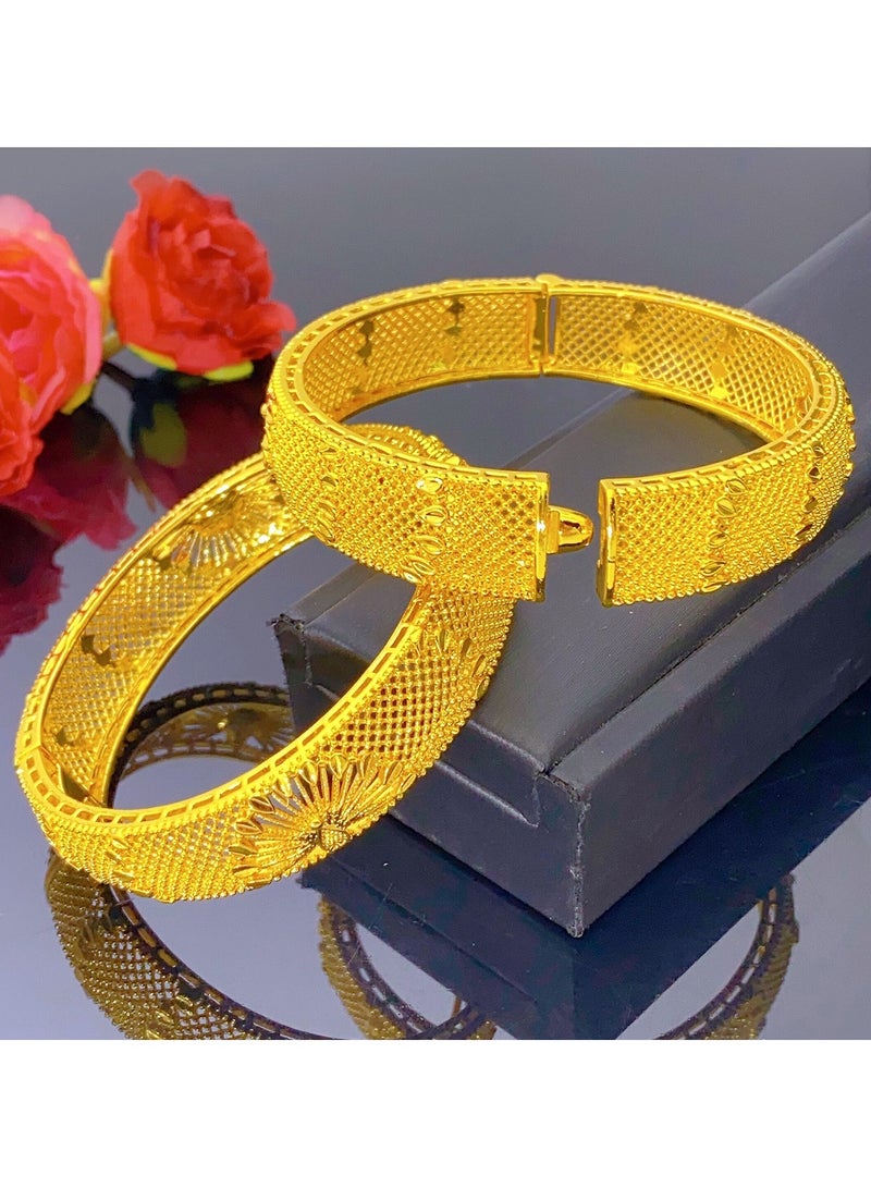 JOOLI 6 Pieces Bangles Gold Color Wedding Gift Rich Wealthy Women Accessories Jewelry Set Bracelets Ladies Jewellery - Image 5