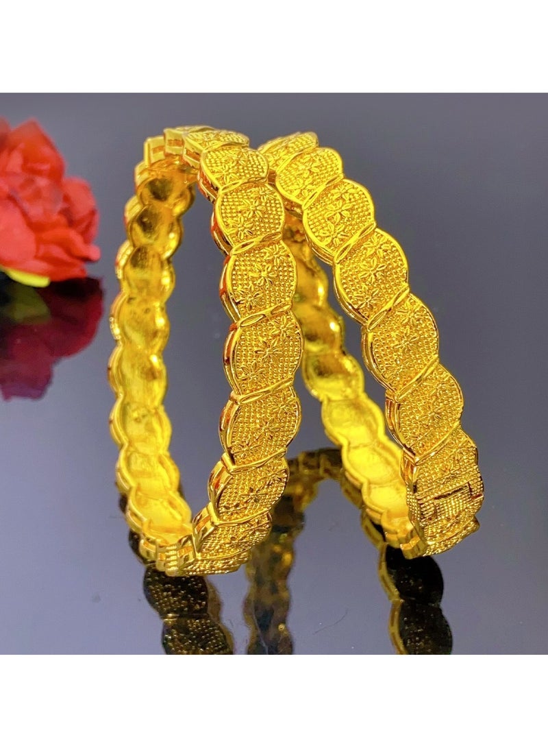 JOOLI 6 Pieces Bangles Gold Color Wedding Gift Rich Wealthy Women Accessories Jewelry Set Bracelets Ladies Jewellery - Image 2