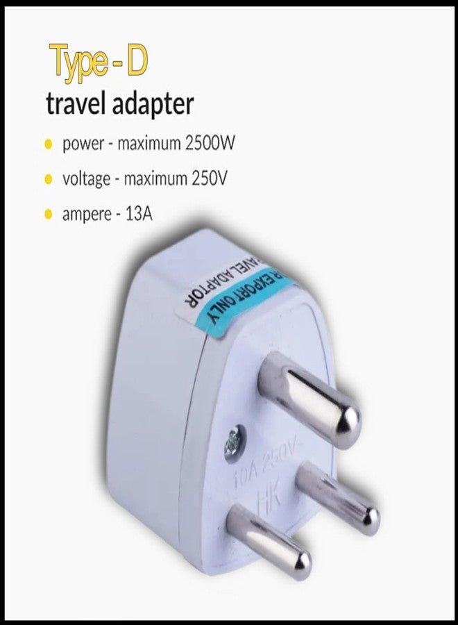 Nirvair India Converter Plug 3Pin - World Travel Adapter for USA, UK, Canada, Europe to India - Type D Adaptor Plug Socket for Foreign Devices in India (1) - Image 3