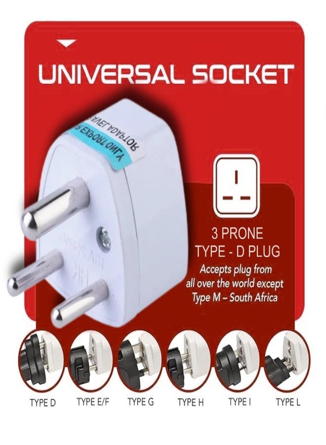 Nirvair India Converter Plug 3Pin - World Travel Adapter for USA, UK, Canada, Europe to India - Type D Adaptor Plug Socket for Foreign Devices in India (1) - Image 4