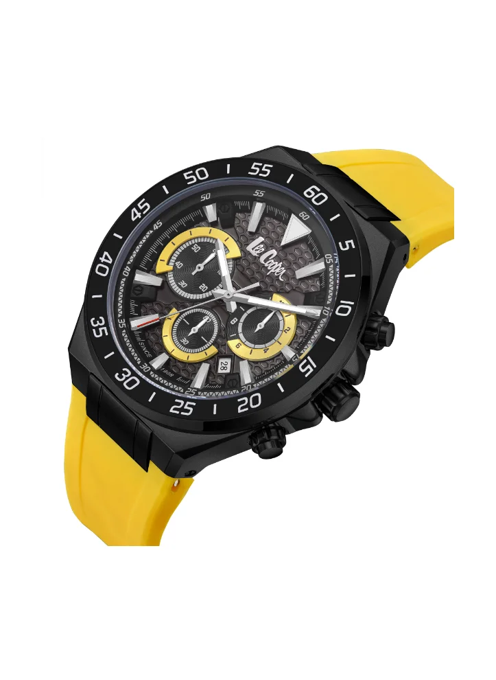 Lee Cooper LEE COOPER LC08003.657 Men's Multi Function Display Watch & Silicone Strap Yellow
