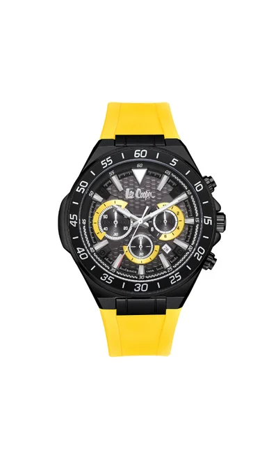 Lee Cooper LEE COOPER LC08003.657 Men's Multi Function Display Watch & Silicone Strap Yellow