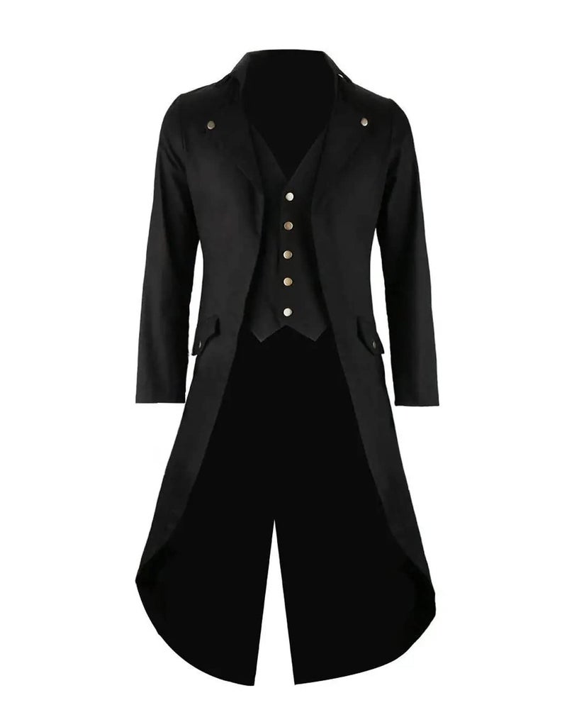 GOLDSTITCH Mens Black Vintage Tailcoat Jacket Fancy Cool Cosplay Costume Robe Black Medium - Image 1