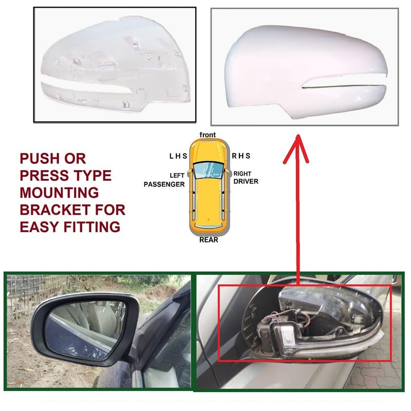 STYCARO Side view Mirror Cover/Cap (Indicator Cut Type) for Maruti Suzuki Ertiga 2ND GEN Type 2/ XL6 2018-2025 Year Model- White (LEFT PASSENGER SIDE) - Image 2