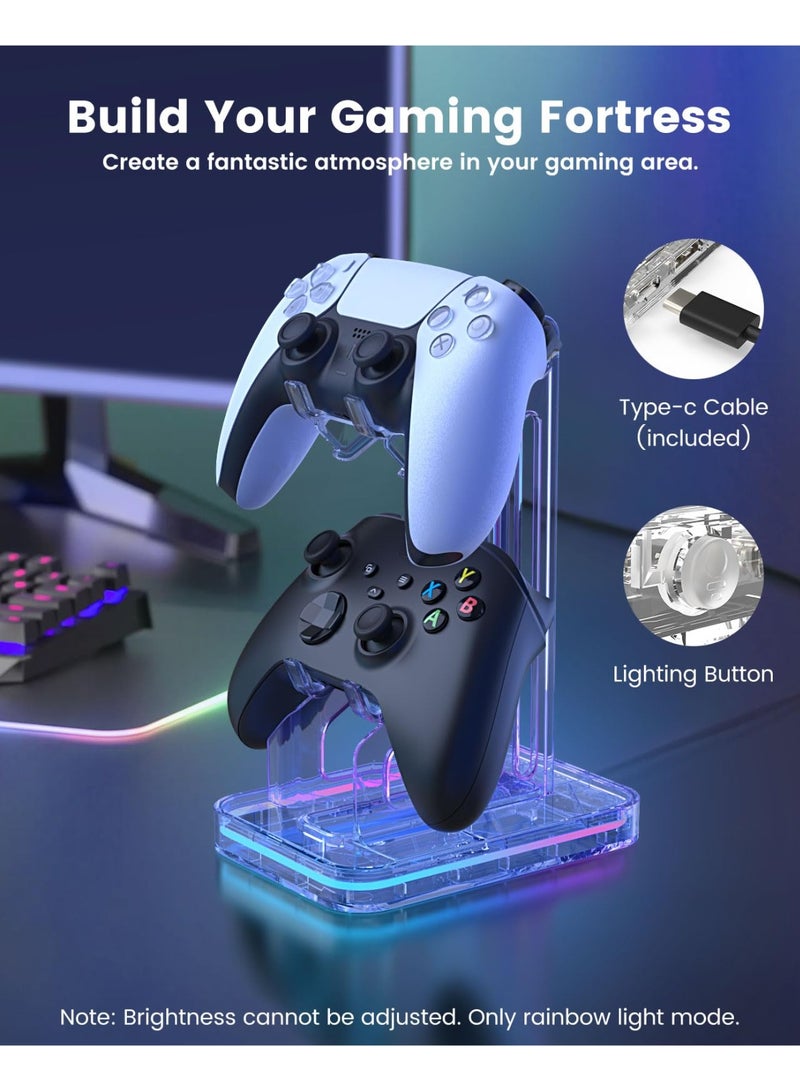 Hihonor RGB Controller Holder, 2 Tier Universal Controller Stand for PS5, PS4, PS3, Xbox Series X/S, Switch Pro and Almost All Controller, Desk Decor Stuff Gaming Accessories with 2 USB Ports - Image 3