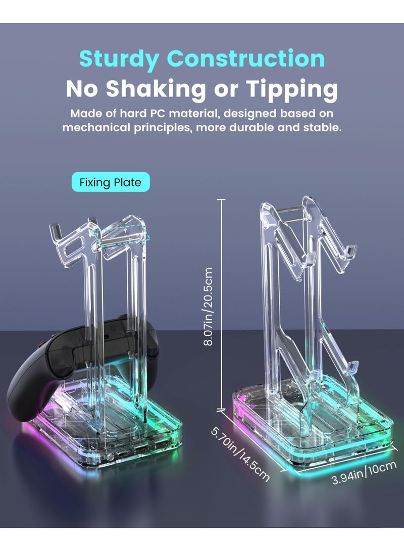 Hihonor RGB Controller Holder, 2 Tier Universal Controller Stand for PS5, PS4, PS3, Xbox Series X/S, Switch Pro and Almost All Controller, Desk Decor Stuff Gaming Accessories with 2 USB Ports - Image 5