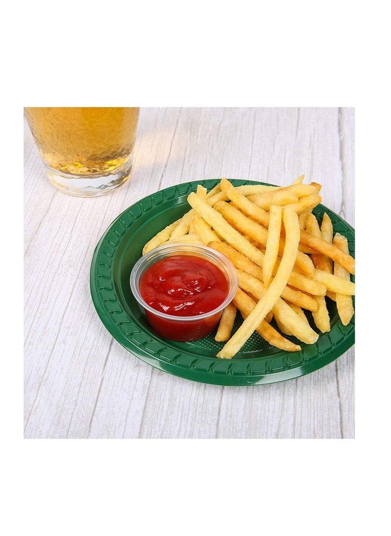 SYOSI - Disposable Sauce Cup Plastic Portion Cups with Lids Shot Meal Prep Containers 100 Sets 2 oz Condiment Jello Sampling Clear - Image 1